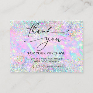thank you glitter opal business card