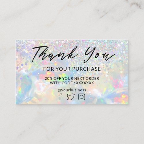  thank you  glitter opal discount card