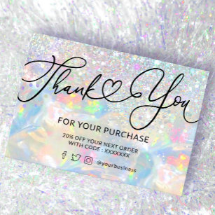  thank you glitter opal texture business card