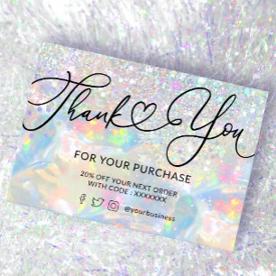  thank you glitter opal texture business card