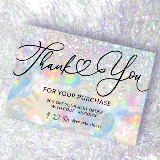 Customizable thank you glitter opal texture business card