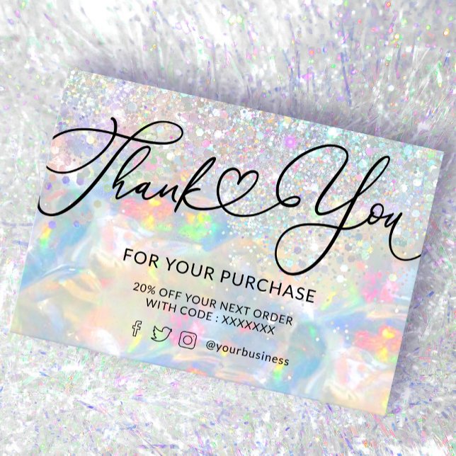  thank you glitter opal texture business card (Creator Uploaded)