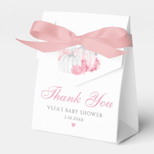 Thank You Glitter Pink Pumpkin Girl Baby Shower  Favor Boxes