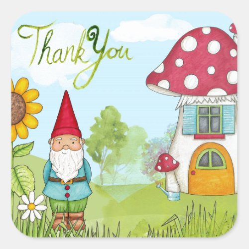 Thank You Gnome Square Sticker