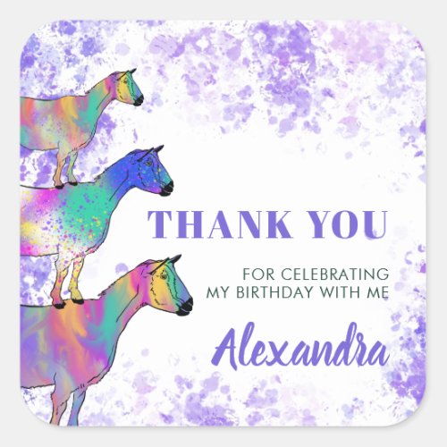 Thank you Goat Party Square Sticker