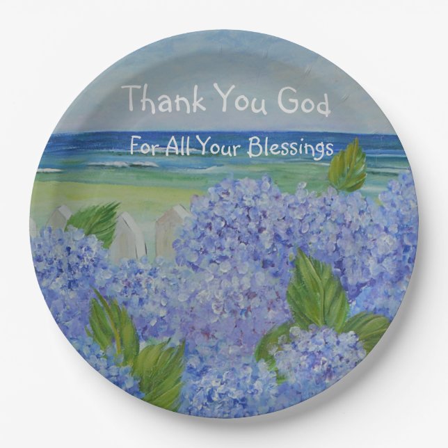 Thank You God Seashore Paper Plates (Front)