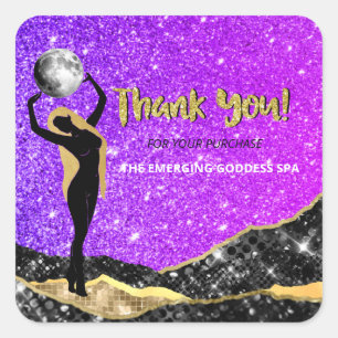 *~* THANK YOU - Goddess Ombre Pastel Glitter Square Sticker