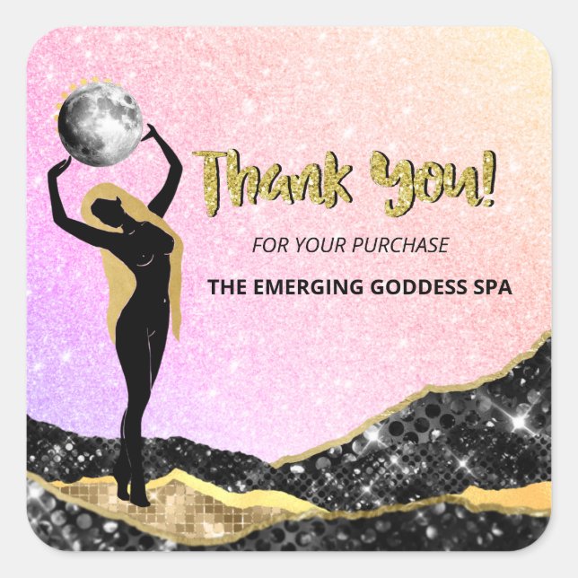 *~* THANK YOU Goddess Pastel  Ombre Glitter  Square Sticker (Front)