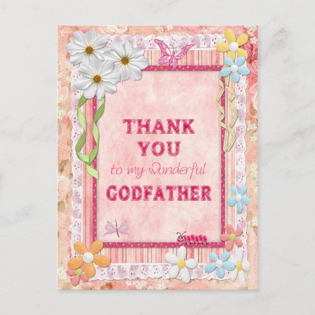 Thank you Godfather, flowers craft card (Front)