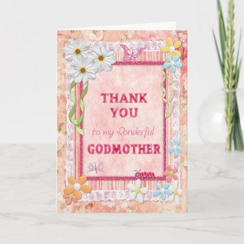 Thank you godmother flowers craft card