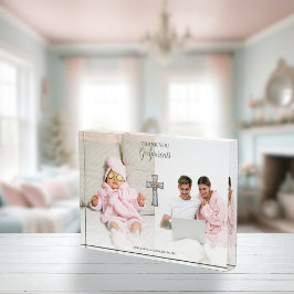 Thank You Godparents Gift Cross Double Photo Block