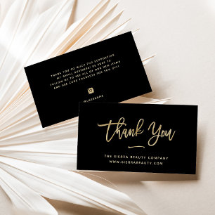 Thank You   Gold and Black Small Business Business Card