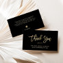 Thank You | Gold and Black Small Business Business Card