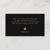 Thank You | Gold and Black Small Business Business Card (Back)
