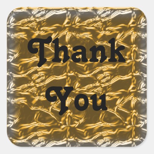 Thank You Gold and Silver Abstract Elegant Square Sticker