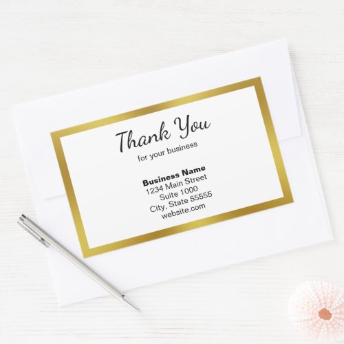 Thank You Gold and White Business Return Address Rectangular Sticker