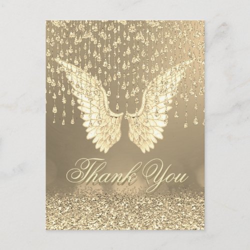 Thank You  Gold Angel Tears Postcard