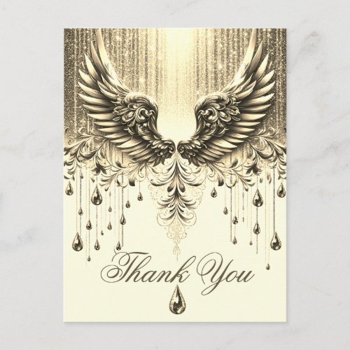 Thank You  Gold Angel Tears Postcard