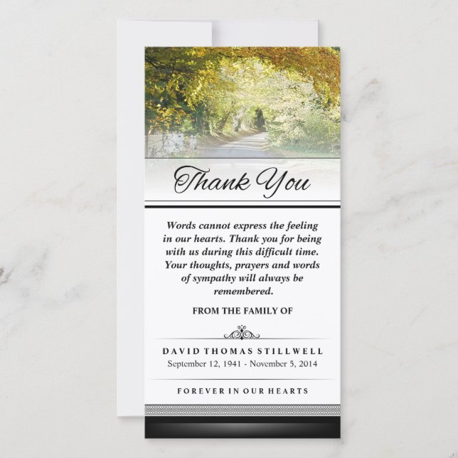 Thank You Gold Autumn Trees Words Cannot Express Card (Front)
