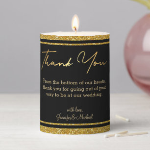 thank you gold black luxury minimalist wedding pillar candle