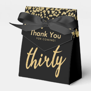 Thank You Gold Black "Thirty" Birthday Party Favor Boxes