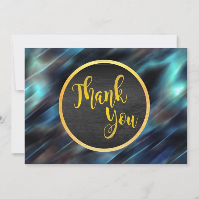 Thank You Gold Blue Glitter Wedding Glow (Front)
