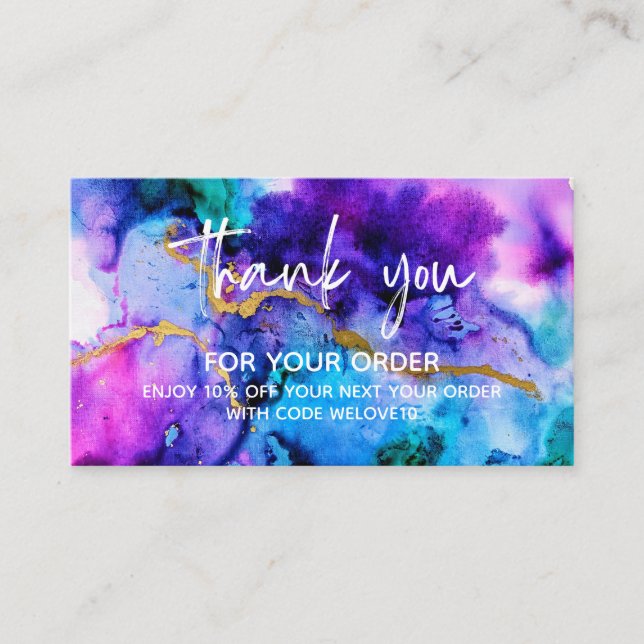 Thank you Gold Blue Purple Loyalty Card 2 (Front)