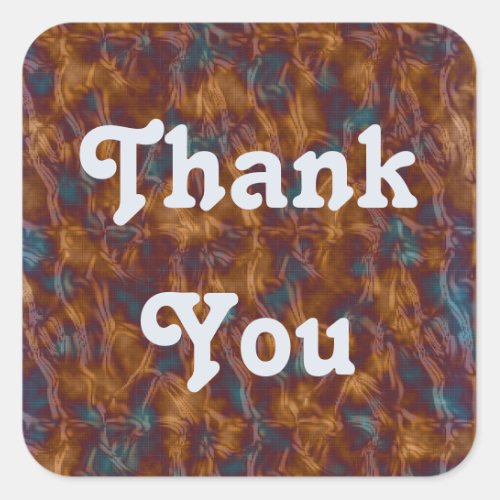 Thank You Gold Blue Tie_dye Pattern Appreciation Square Sticker