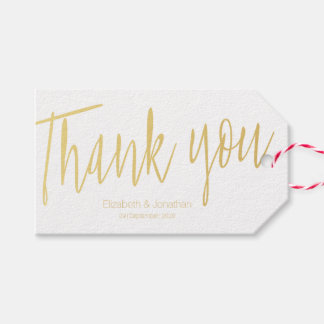 "Thank you" Gold Calligraphy Wedding Favor Tag