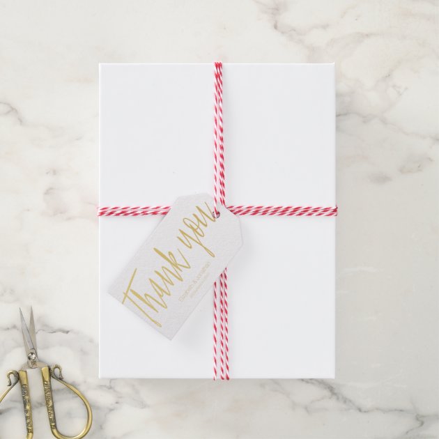 "Thank You" Gold Calligraphy Wedding Favor Tag