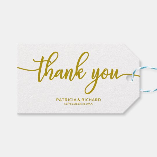 Thank You - Gold Calligraphy Wedding Favor Tags | Zazzle.com