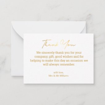 thank you,gold calligraphy wedding photos collage note card | Zazzle