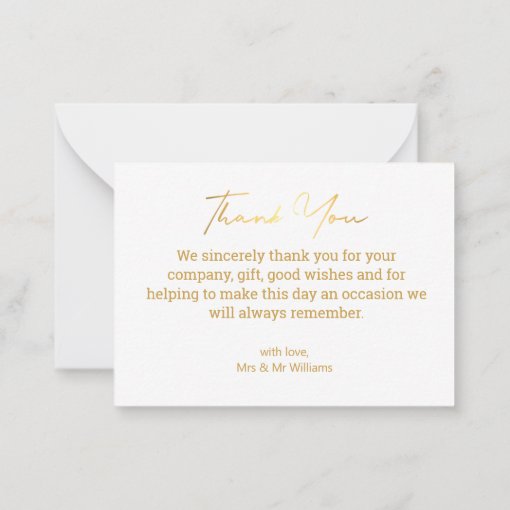 Thank You,gold Calligraphy Wedding Photos Collage Note Card 