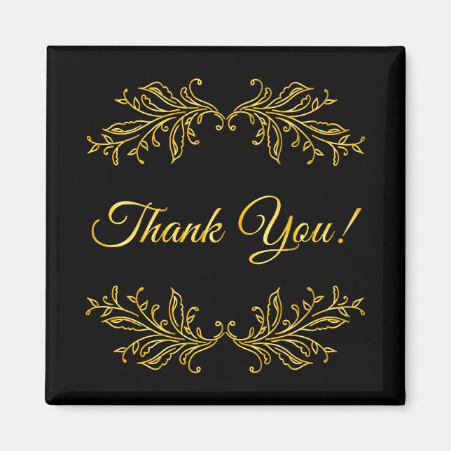 Thank You Gold Effect on Black Thank You Magnet (Front)