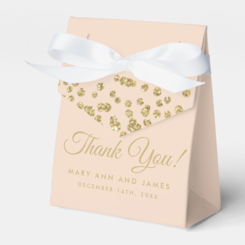 Thank You Gold Faux Glitter Confetti Blush Rose Favor Boxes