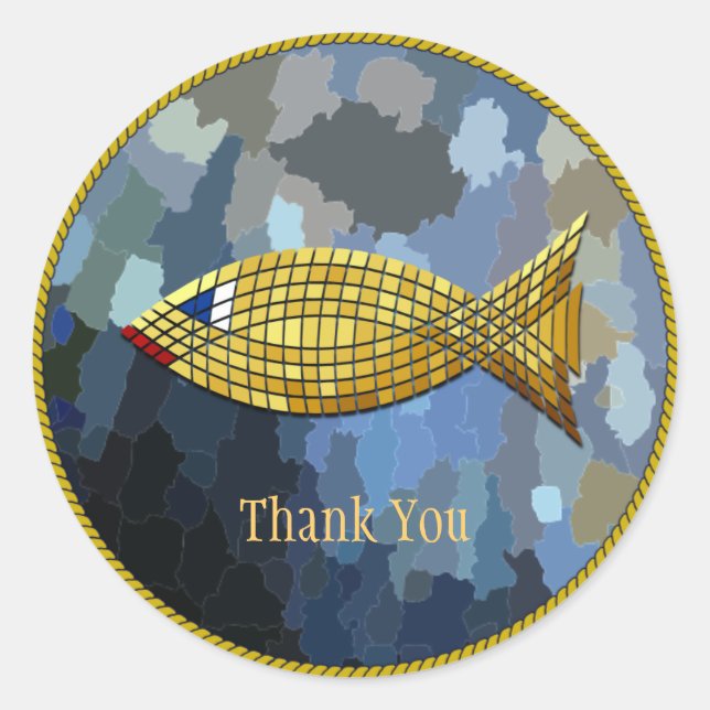"Thank You" Gold Fish Classic Design Classic Round Sticker (Front)