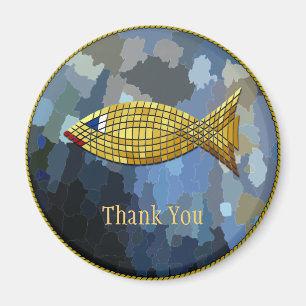 "Thank You" Gold Fish Tile Design Magnet