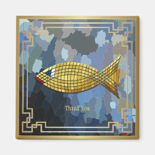 "Thank You" Gold Fish Tile Design Magnet