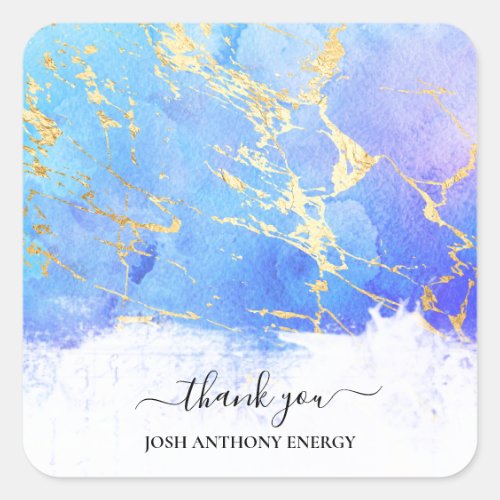 *~* THANK YOU Gold Foil Blue Galaxy Universe AP3 Square Sticker