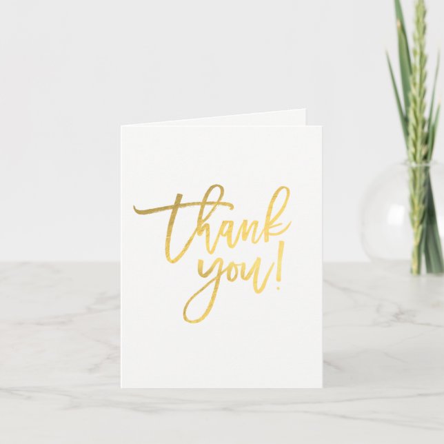 THANK YOU Gold Foil Modern Script Chic Thank You (Front)