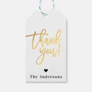 Thank You Gold Foil Modern Script Wedding Favor Gift Tags
