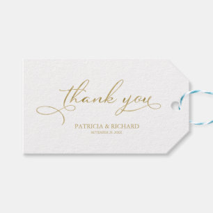 Thank You - Gold Foil Script Wedding Favor Tags
