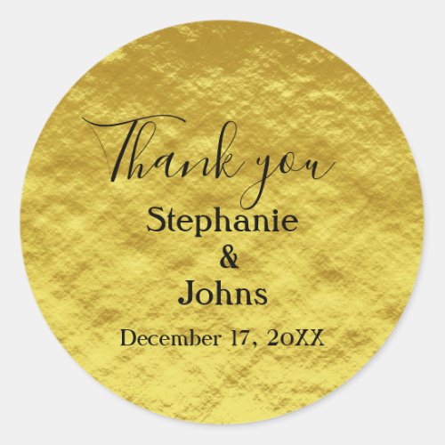 Thank You Gold Foil Wedding Gift Favor Classy Classic Round Sticker