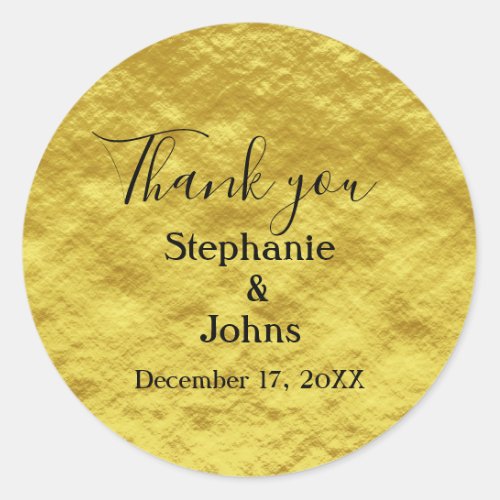 Thank You Gold Foil Wedding Gift Favor Modern Classic Round Sticker
