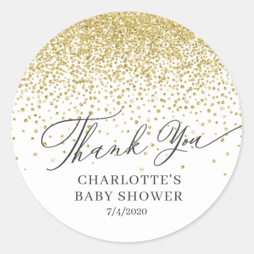 Thank You Gold Glitter Favor Sticker