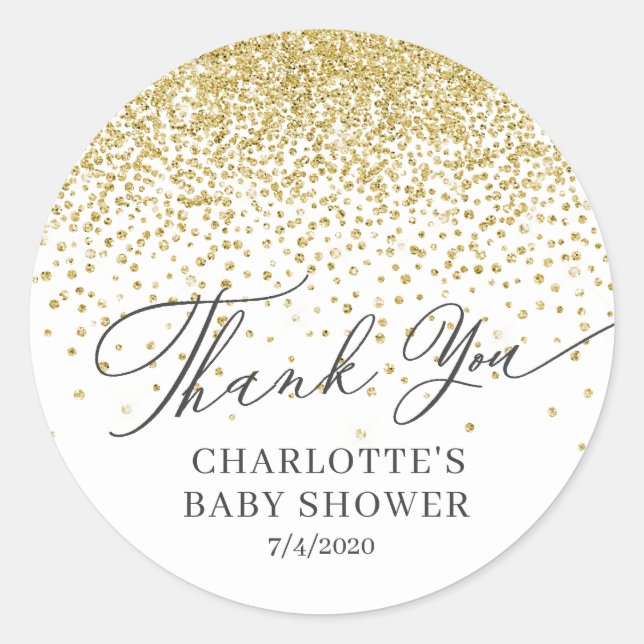 Thank You Gold Glitter Favor Sticker (Front)