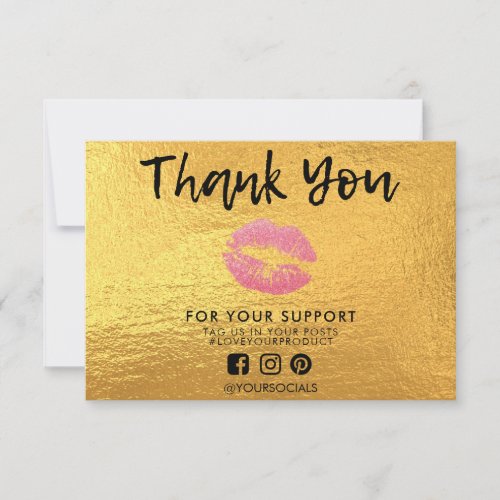 Thank You Gold Glitter Lips Media Insert