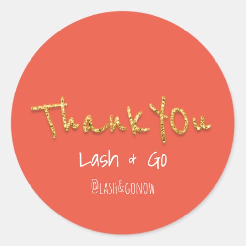 Thank You Gold Glitter Script Wedding Event Favor Classic Round Sticker