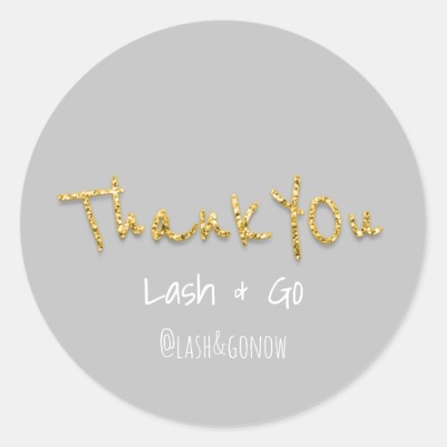 Thank You Gold Glitter Script Wedding Favor Gray Classic Round Sticker