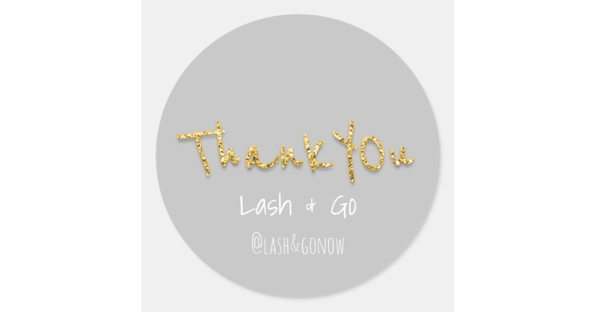 Thank You Gold Glitter Script Wedding Favor Gray Classic Round Sticker ...